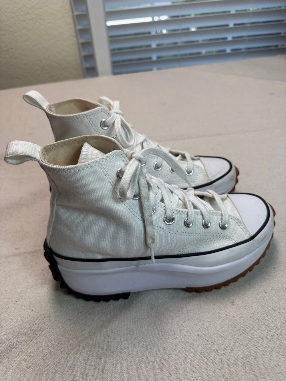 Converse All Star Run Stars Hike Platform White Canvas Sneaker.